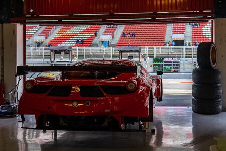 Ferrari 458 GTE in montjuic spirit Barcelona circuit car show.のeditorial素材