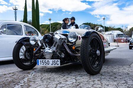 Old classic car in montjuic spirit Barcelona circuit car show.のeditorial素材