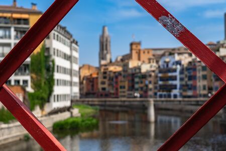 Cityscape of Girona in Catalonia, Spainの写真素材