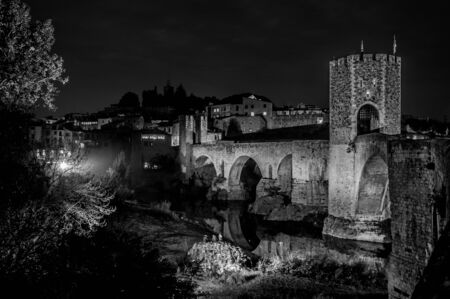 Besalu medieval village in Girona, Catalonia, Spainの写真素材