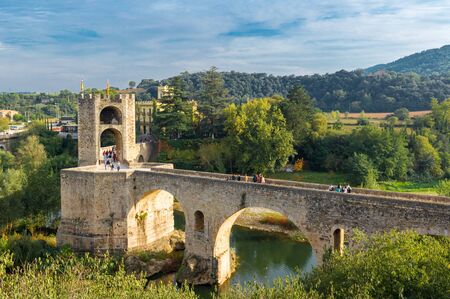 Besalu medieval village in Girona, Catalonia, Spainのeditorial素材