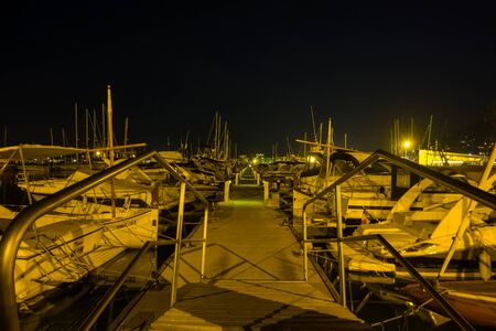 Yachts and sailboats in Estartit, Girona, Catalonia, Spainの写真素材