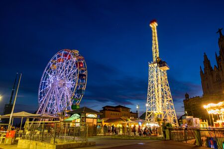 Tibidabo theme park mountain in Barcelona, Catalonia, Spainの写真素材