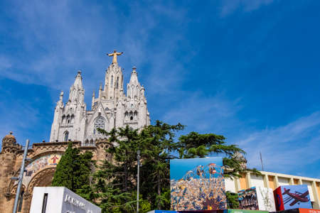 Tibidabo theme park mountain in Barcelona, Catalonia, Spainのeditorial素材