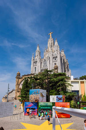 Tibidabo theme park mountain in Barcelona, Catalonia, Spainのeditorial素材