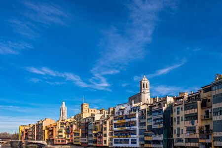 Girona city historical center in Catalonia, Spainの写真素材