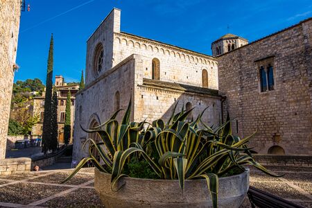 Girona city historical center in Catalonia, Spainの写真素材