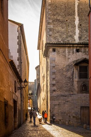 Girona city historical center in Catalonia, Spainの写真素材