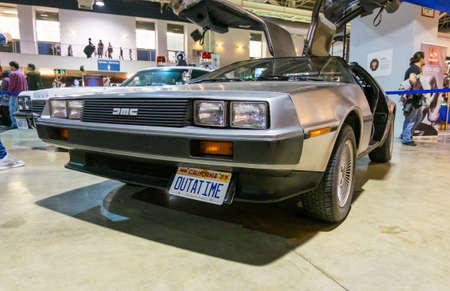 January 2017: Back to the future car in La Farga exposition, Hospitalet, Catalonia, Spain.のeditorial素材