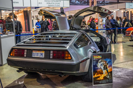 January 2017: Back to the future car in La Farga exposition, Hospitalet, Catalonia, Spain.のeditorial素材