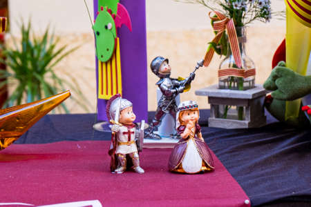 Tipical Sant Jordi gift in Montblanc village on Tarragona, Catalonia, Spain