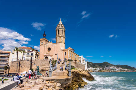 Landmarks of Sitges in Barcelona, Catalonia, Spainのeditorial素材