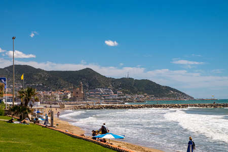 Landmarks of Sitges in Barcelona, Catalonia, Spainのeditorial素材