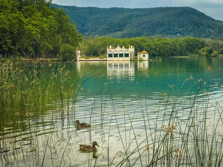 Lake of Banyoles in Catalonia, Spainの写真素材