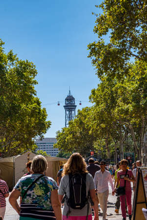 Las Ramblas street in Barcelona on National Day of Catalonia