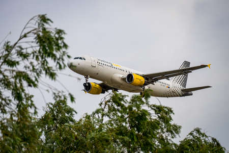 BARCELONA, OCTOBER 2017: Plane taking off in Barcelona airport.