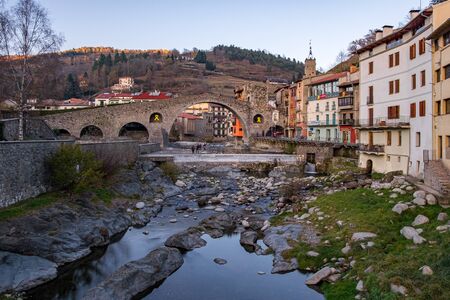 Medieval bridge in Camprodon town, Gerona, Spain
