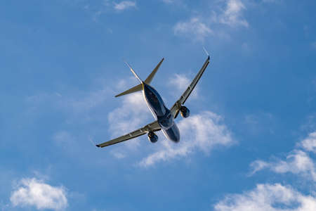 Plane taking off in El Prat Barcelona airport, Catalonia, Spain.のeditorial素材