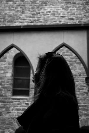 Beautiful girl in Castle of Cardonaのeditorial素材