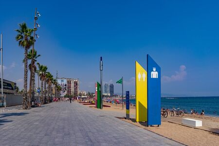 La Barceloneta beach in Barcelona, Catalonia, Spain.の写真素材