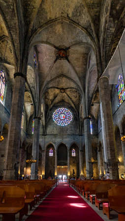 Santa Maria del Mar church in Barcelona, Catalonia, Spain.のeditorial素材