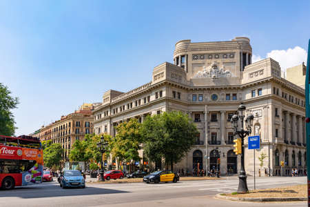 Antoni Maura square in Barcelona, Catalonia, Spain.のeditorial素材