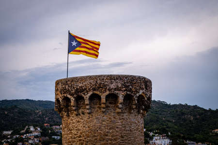 Tossa de Mar castle fortress, Costa Brava, Catalonia, Spain.のeditorial素材