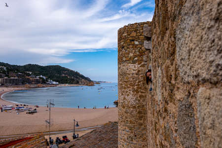 Tossa de Mar castle fortress, Costa Brava, Catalonia, Spain.のeditorial素材