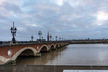 Pont de Pierre in Bordeaux, France.の写真素材