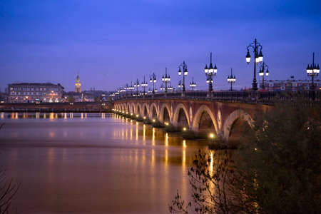 Pont de Pierre in Bordeaux, France.の写真素材