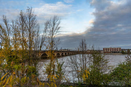 Pont de Pierre in Bordeaux, France.の写真素材