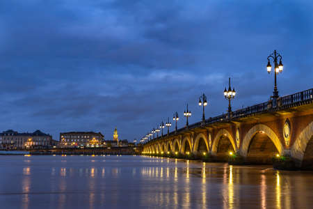 Pont de Pierre in Bordeaux, France.の写真素材