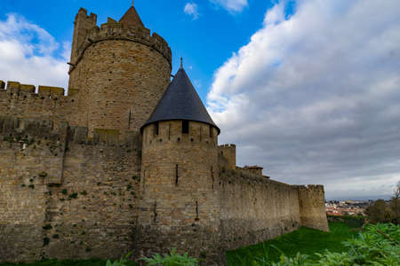 Fortified medieval city of Carcassonne in Franceのeditorial素材