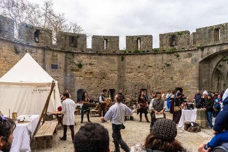 Fortified medieval city of Carcassonne in Franceのeditorial素材