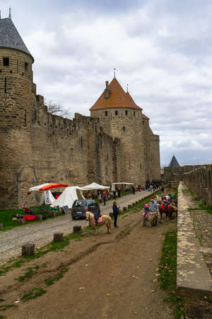 Fortified medieval city of Carcassonne in Franceのeditorial素材