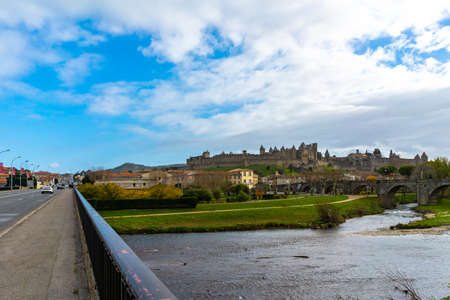 Fortified medieval city of Carcassonne in Franceのeditorial素材