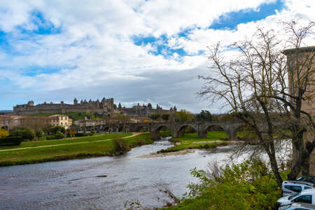 Fortified medieval city of Carcassonne in Franceのeditorial素材