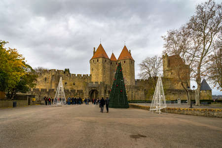 Fortified medieval city of Carcassonne in Franceのeditorial素材