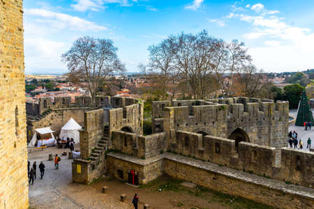 Fortified medieval city of Carcassonne in Franceのeditorial素材