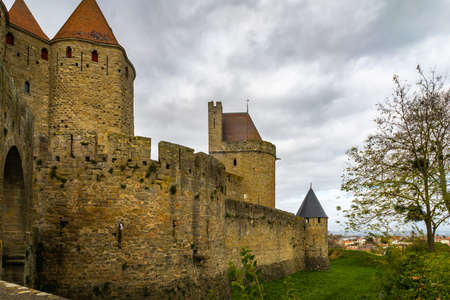 Fortified medieval city of Carcassonne in Franceのeditorial素材
