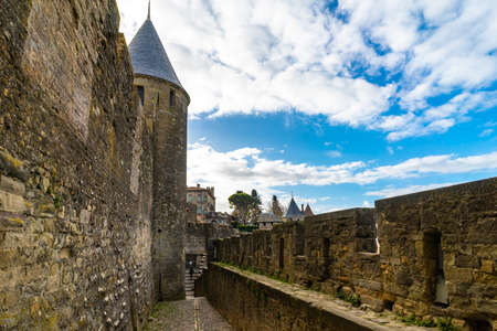 Fortified medieval city of Carcassonne in Franceのeditorial素材