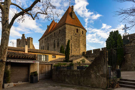 Fortified medieval city of Carcassonne in Franceのeditorial素材