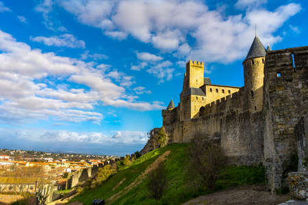 Fortified medieval city of Carcassonne in Franceのeditorial素材