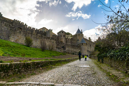 Fortified medieval city of Carcassonne in Franceのeditorial素材