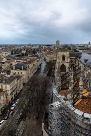 Cathedrale Saint Andre and Pey Berland Tower in Bordeaux, France.のeditorial素材