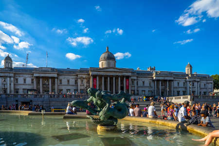 The National Gallery, Trafalgar Square in London, UK.のeditorial素材