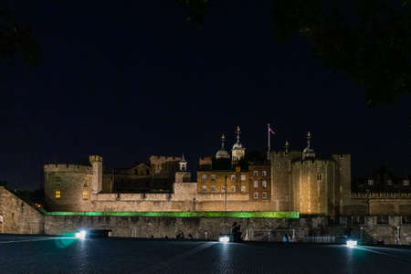 Tower of London at night, England, UKのeditorial素材