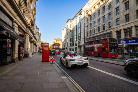 Ferrari supercar in street of London, England, UK.のeditorial素材