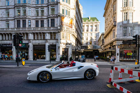 Ferrari supercar in street of London, England, UK.のeditorial素材