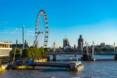 London skyline from Waterloo Bridge in England, UK.のeditorial素材